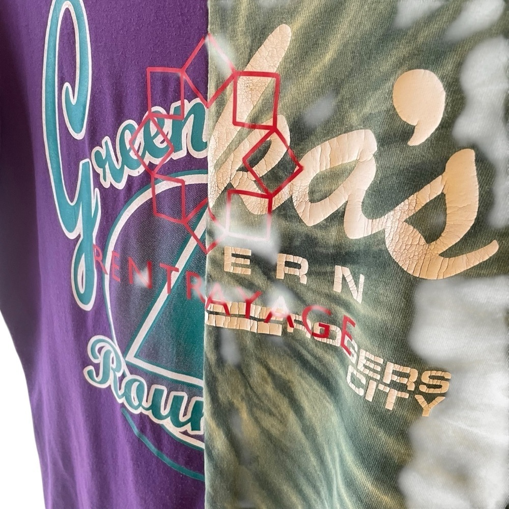 Rentrayage Vintage Tie Dye Split Tee Purple And Green Graphic T-Shirt — image 3 of 5